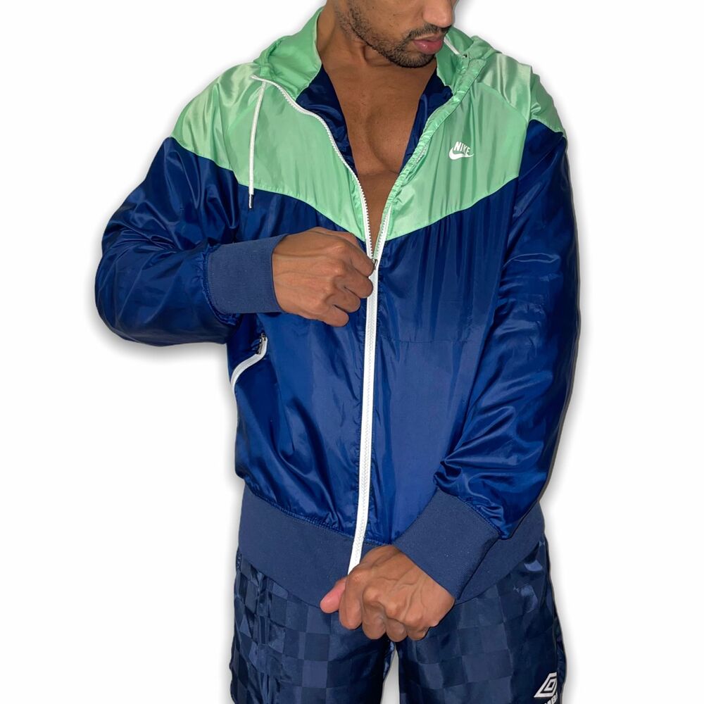 Nike Vintage Rare Glanz Windrunner Windbreaker Jacket Green Blue Nylon M